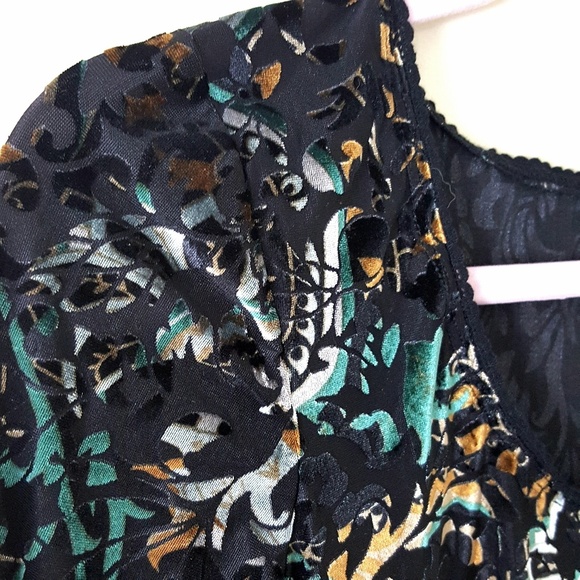 Free People Black Sheer & Velvet Floral Mini Dress - Picture 6 of 8